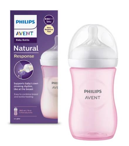 Avent SCY903/11 Biberon natural response roz 1+ luni 260 ml