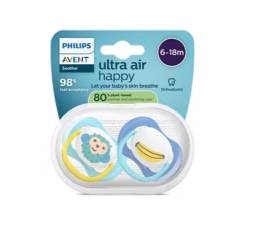 Avent SCF080/26 Suzete Ultra Air Happy Pacifier 6 -18 luni  maimuta/banana 2 bucati