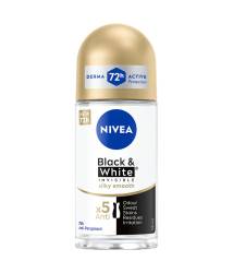 Deodorant roll-on pentru femei Black & White Silky Smooth, 50ml, Nivea