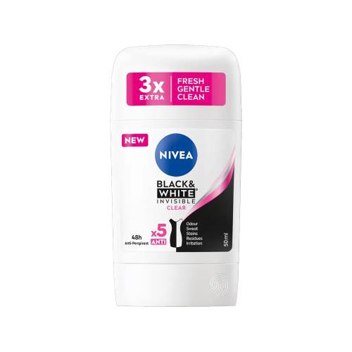 Deodorant stick Invisible Clear Black&White, 50ml, Nivea