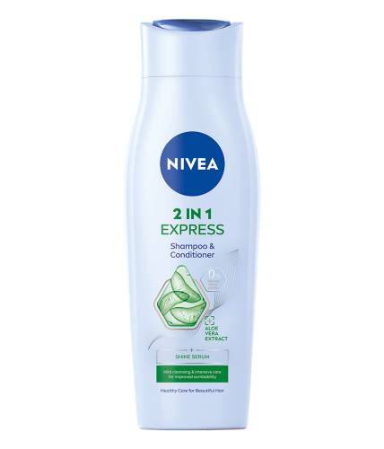Sampon si Balsam 2 in 1 cu ser pentru stralucire si extract de Aloe Vera Express, 250ml, Nivea
