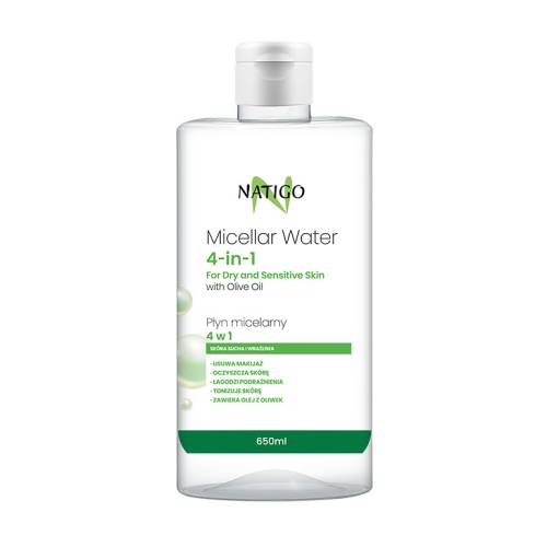 Apa micelara pentru ten uscat si sensibil cu ulei de masline, 650ml, Natigo