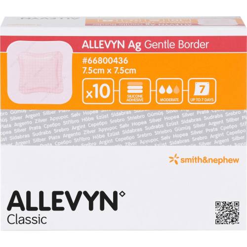 Allevyn Ag Gentle Border 7,5x7,5 cm Wundverband 10 St