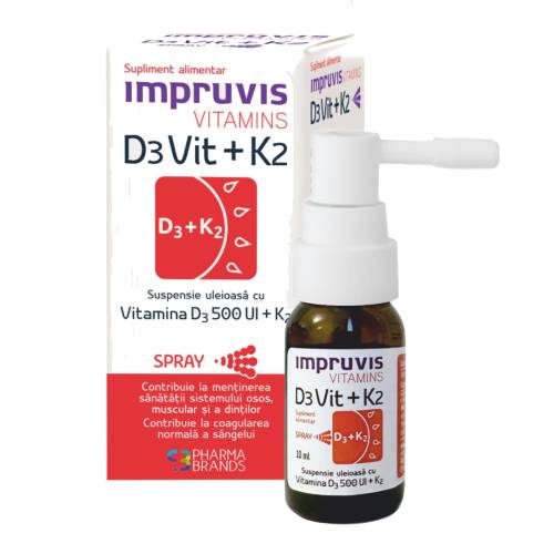 Vitamins D3Vit 500+K2 Spray, 10ml, Impruvis