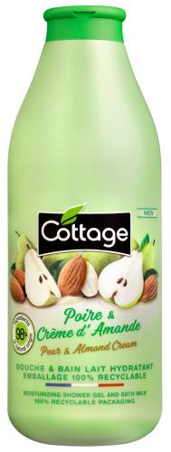 Gel de dus si Lapte de baie cu pere si migdale, 750ml, Cottage