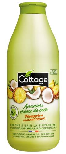 Gel de dus si Lapte de baie cu Ananas si Cocos, 750ml, Cottage