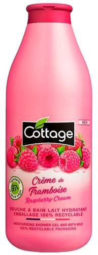 Gel de dus si Lapte de baie cu zmeura, 750ml, Cottage