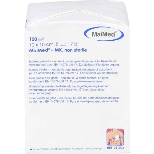 Mullkompressen 10x10 cm unsteril 8fach 100 St