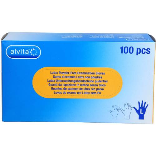 Alvita Latex Unt.Handschuhe unsteril puderfrei L 100 St