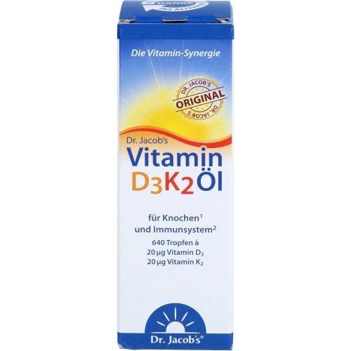 Vitamin D3K2 Öl 800 I.E.+20 µg D3+K2 Dr.Jacob's 20 ml