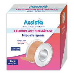 Leucoplast din matase, 5m*2.5cm, Assista