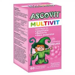 Ascovit Multivit comprimate masticabile cu aroma de zmeura, 60 comprimate, Omega Pharma