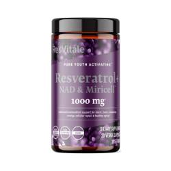 Suport anti-aging la nivel celular ResVitale Resveratrol + NAD & Miricell, 30 capsule, GNC
