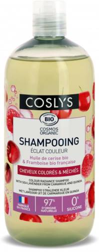 Sampon bio pentru ingrijire par vopsit cu Ulei de Cirese si Otet de Zmeura, 500ml, Coslys