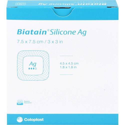 Biatain Silicone Ag Schaumverband 7,5x7,5 cm 5 St