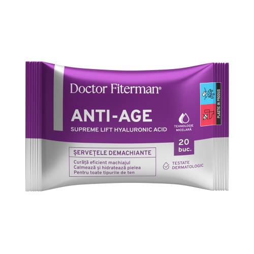 Servetele demachiante Anti-Age Supreme Lift, 20 bucati, Doctor Fiterman