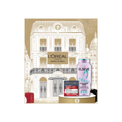 Pachet Crema antirid Revitalift Laser 50ml + Sampon Hyaluron Pure Elseve 400ml, L'Oreal
