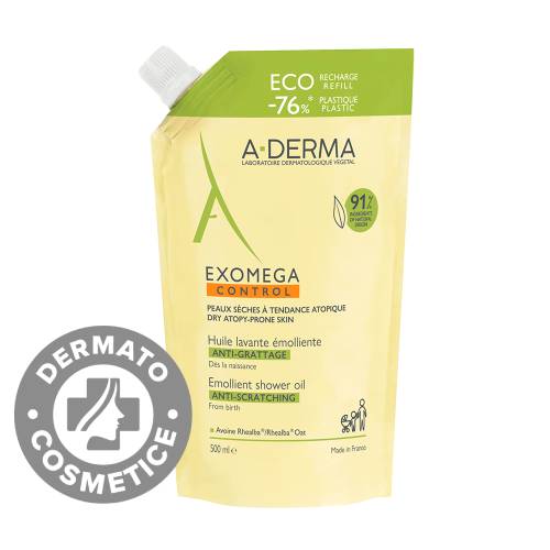 Ulei de dus rezerva Eco Reffil Exomega Control, 500ml, A-Derma
