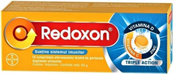 Redoxon Triple Action, vitamina C, D si Zinc pentru sustinerea imunitatii - 10 comprimate efervescente