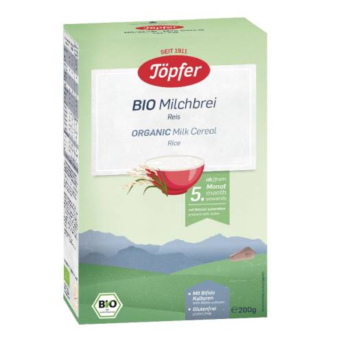Cereale Bio orez cu lapte, +5 luni, 200 g, Topfer