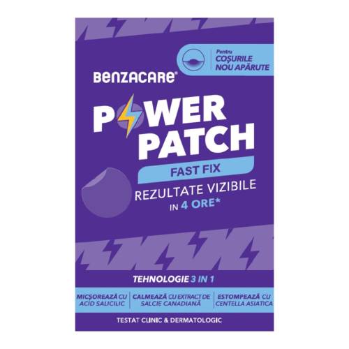 Plasturi anti-acnee Power Patch Fast Fix, 36 bucati, Benzacare