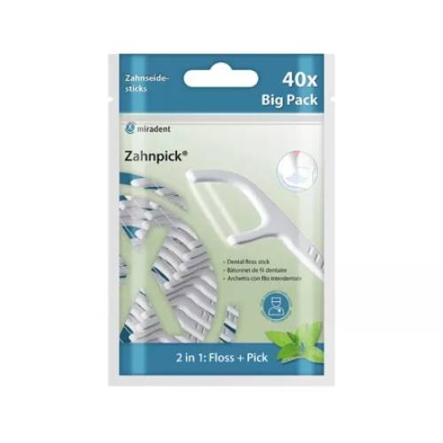 Miradent zahnpick scobitori cu ata dentara mentolata X 40 bucati