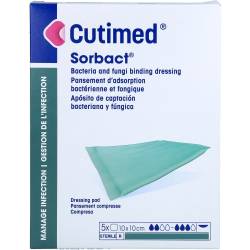 Cutimed Sorbact Saugkompressen 10x10 cm 5 St
