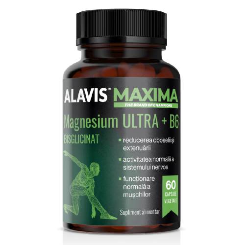 Magneziu bisglicinat Ultra+B6, 60 capsule vegetale, Alavis Maxima