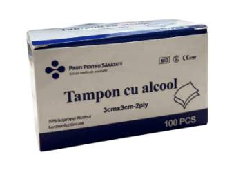 Tampoane impregnate cu alcool 30 mm x 30 mm x 100 bucati