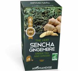 Ceai verde Sencha cu ghimbir, eco-bio, 18 pliculete x 2g - Aromandise