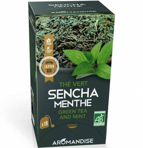 Ceai verde Sencha cu menta, eco-bio, 18 pliculete x 2g - Aromandise