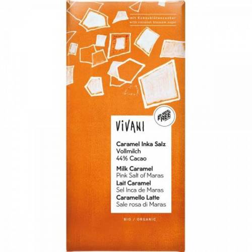 Ciocolata cu caramel sarat si zahar din flori de cocos, eco-bio, 80g - Vivani