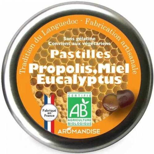 Bomboane artizanale cu propolis, miere si eucalipt, eco-bio, 45g - Aromandise