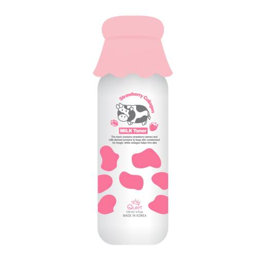 Toner facial cu lapte si colagen & capsuni, 120ml, Quret