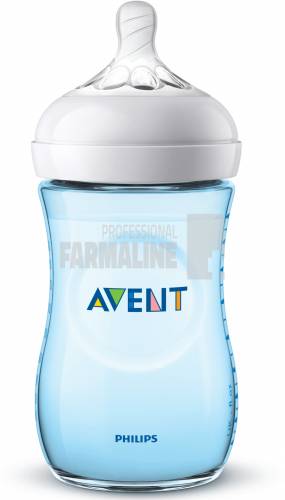 Avent SCF035/17 Natural Biberon sticla tetina 2 orificii 1+ luni 240 ml