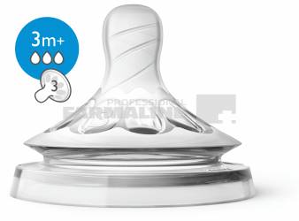 Avent SCF043/27 Natural Ultra Soft Tetine 3 orificii 3+ luni 2 bucati