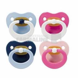 Baby Nova 23500 Suzete latex multicolore cu inel talie uni 0-18 luni 2 bucati