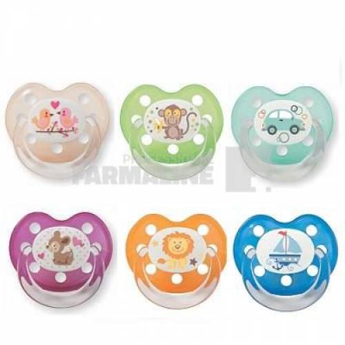 Baby Nova 28240 Suzete silicon ortodontice decorate talia 2 6-18 luni 2 bucati