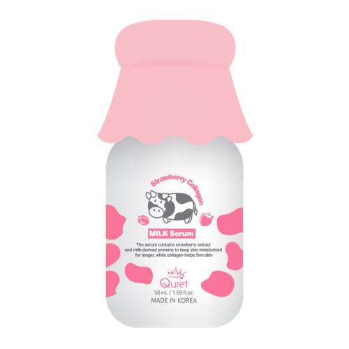 Ser facial cu lapte si colagen & capsuni, 50ml, Quret