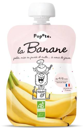 Piure cu banane 4-6 luni Bio, 120g, Popote