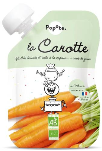 Piure cu morcovi 4-6 luni Bio, 120g, Popote