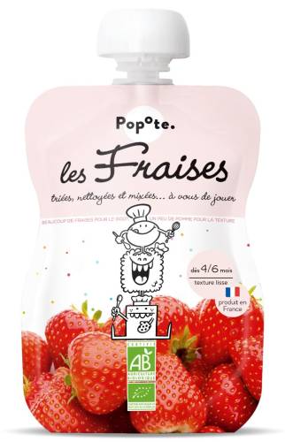 Piure cu capsuni, 4-6 luni Bio, 120g, Popote