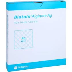 Biatain Alginate Ag Kompressen 10x10 cm mit Silber 10 St