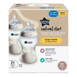 Set biberoane cu autosterilizare Natural Start, 3 luni+, 2 bucati*340 ml, Tommee Tippee