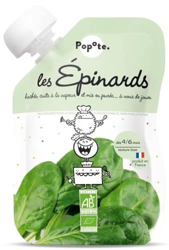 Piure cu spanac 4-6 luni Bio, 120g, Popote