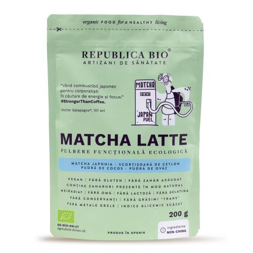 Matcha Latte pudra functionala ecologica, 200g, Republica Bio