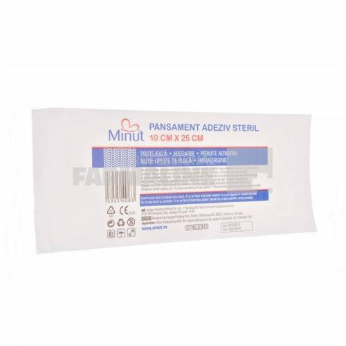 Minut Pore Pansamnet adeziv steril 10 cm x 25 cm