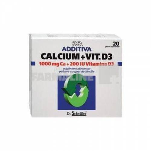 Additiva Calcium 1000 mg + Vitamina D3 20 plicuri