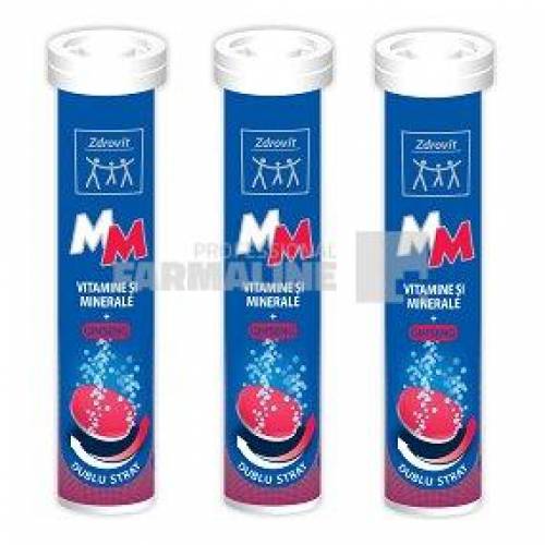 Zdrovit MM Vitamine si Minerale + Ginseng 24 comprimate efervescente