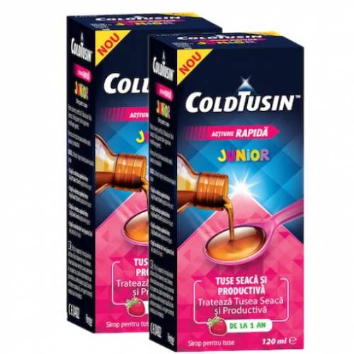 Coldtusin Junior sirop pentru tuse seaca sau productiva - 120ml (pachet promo 1+1)